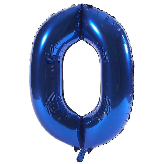Blue Number 0 Giant Foil Helium Balloon - INFLATED 