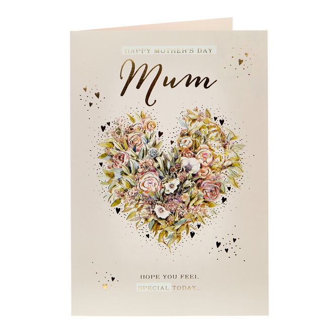 Mum Hope You Feel Special Floral Heart Mother's Day Card