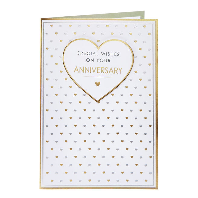 Special Wishes Gold Hearts Wedding Anniversary Card