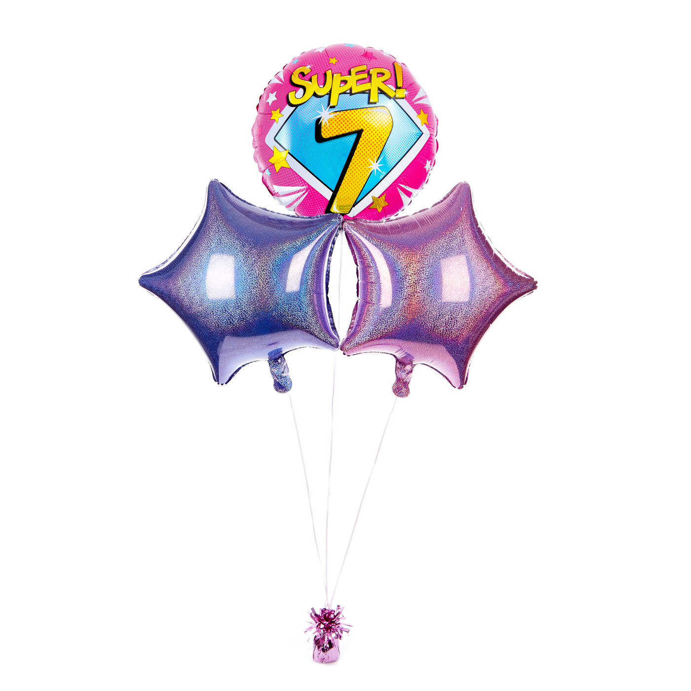 Buy Super 7th Birthday Balloon Bouquet DELIVERED INFLATED! for GBP 19
