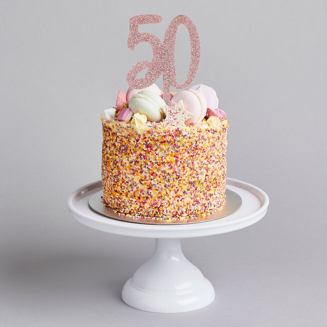 Metallic Rose Gold Number 50 Glitter Acrylic Cake Topper