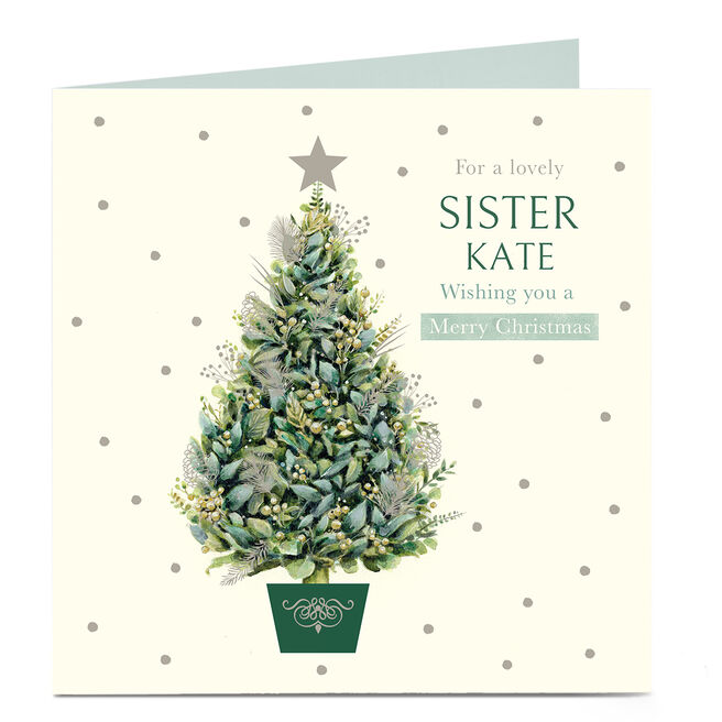 Personalised Christmas Card - Green Tree, Sister