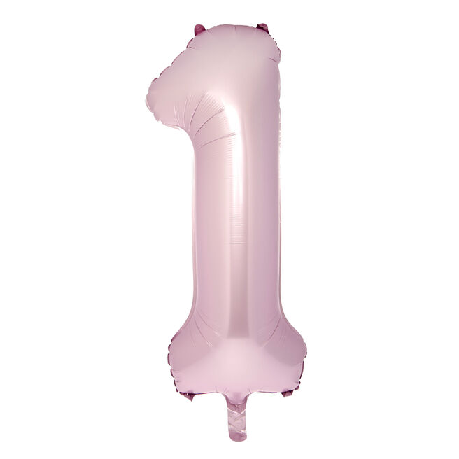 Large 34-Inch Pale Pink Foil Helium Number 1 Balloon - Uninflated