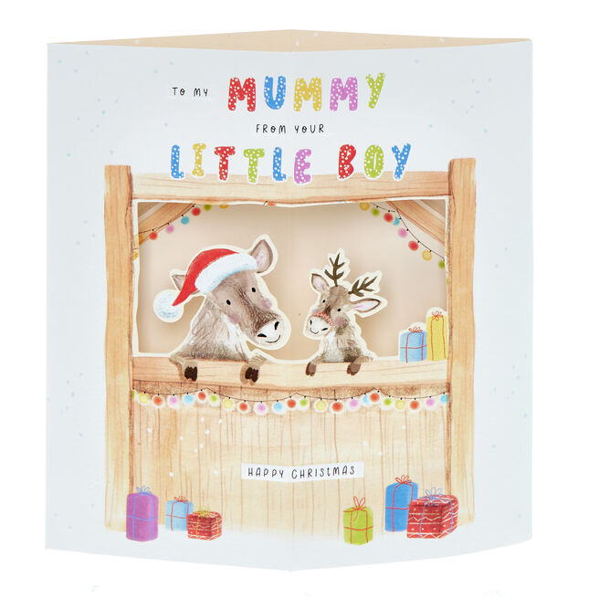 Mummy From Little Boy 3D Stable Christmas Card