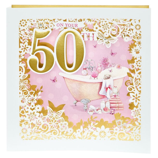 3D Laser Cut 50th Birthday Card