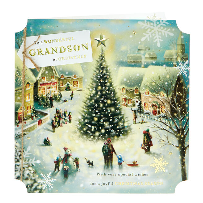 Boutique Christmas Card - Grandson Very Special Wishes