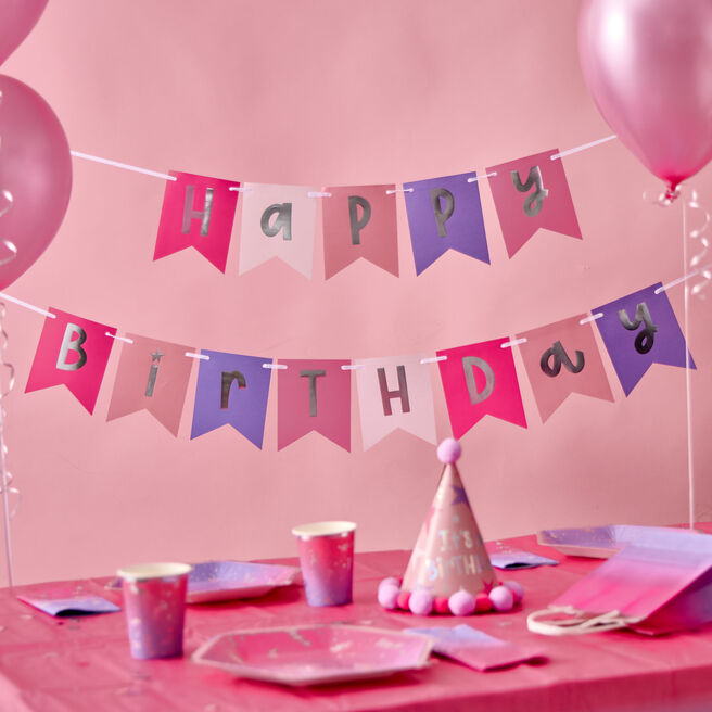 Pink Happy Birthday Bunting 