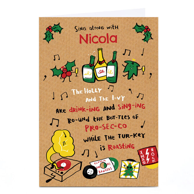 Personalised Hew Ma Christmas Card - Drink-ing