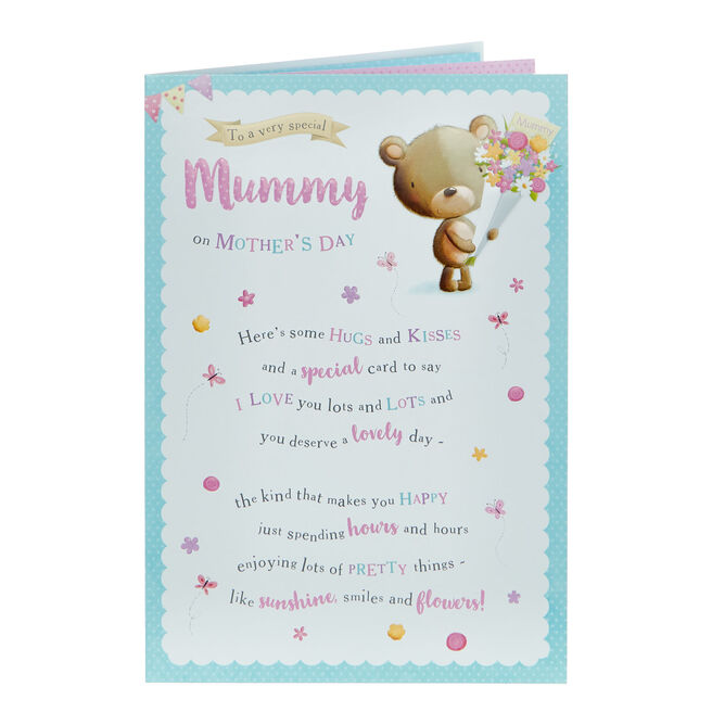 Mummy Hugs & Kisses Cute Bear Mother's Day Card