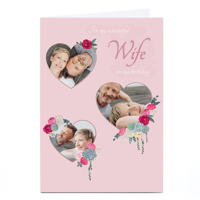 Photo Kerry Spurling Card - Pink Floral Hearts