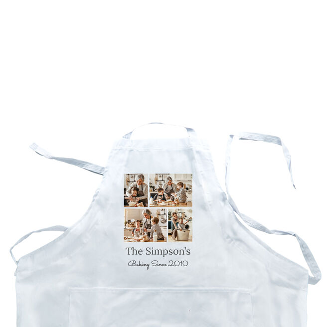 Multi Photo Upload White Apron - Family Baking Since