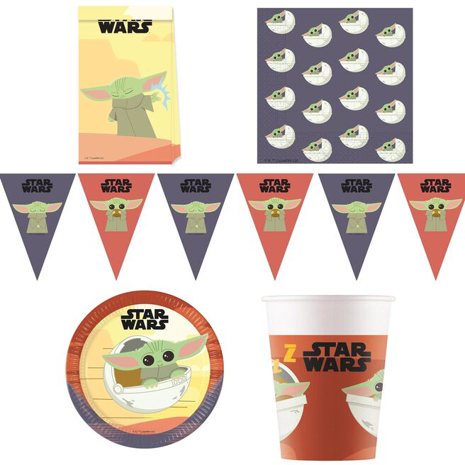 The Mandalorian Birthday Party Tableware & Decorations Bundle - 16 Guests