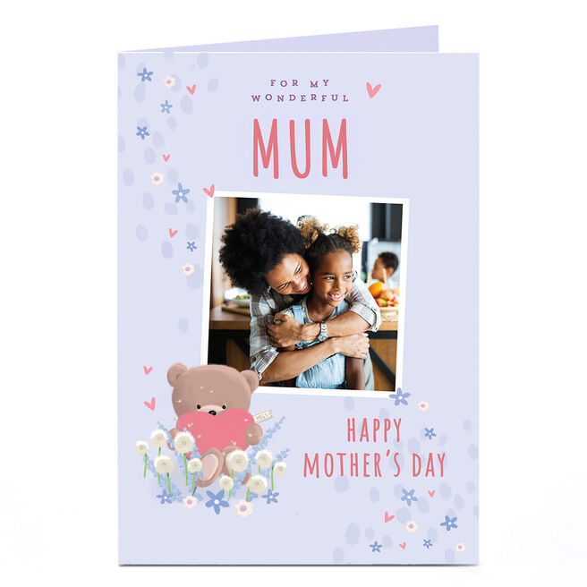 Photo Hugs Bear Mother's Day Card - Holding Heart
