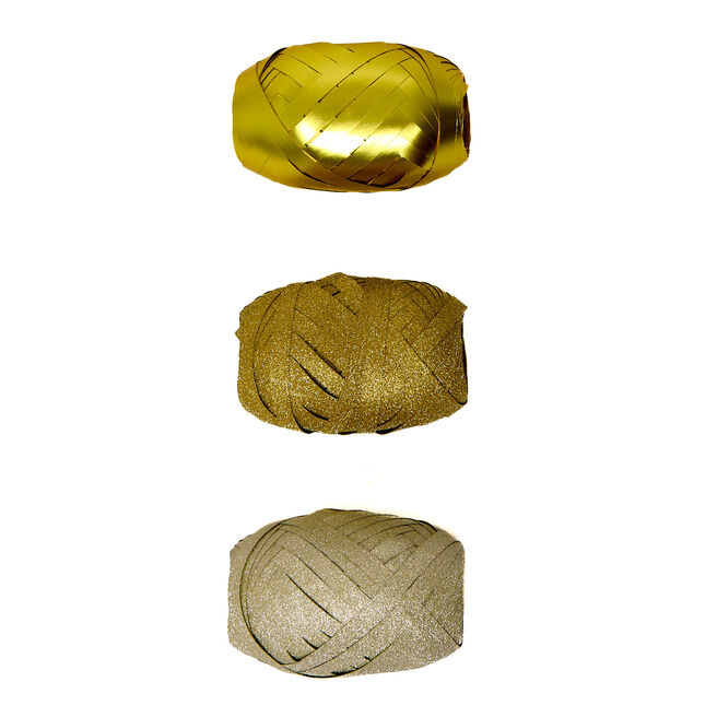 Gold Curling Ribbons - 3 Rolls