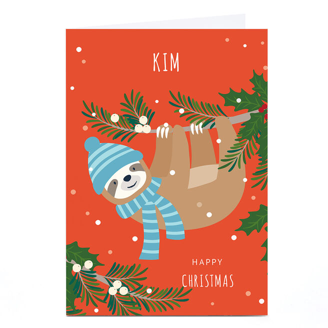 Personalised Klara Hawkins Christmas Card - Sloth