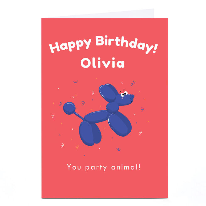 Personalised Hew Ma Birthday Card - You Party Animal! 