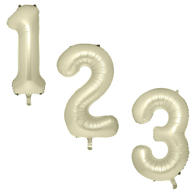 Large Cream 34-Inch Number Balloons 0-9 - UNINFLATED