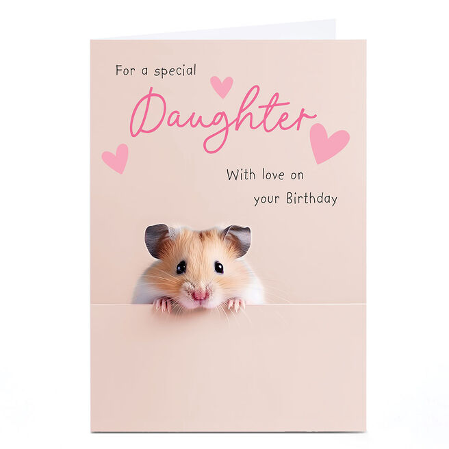 Personalised Birthday Card - Cute Hamster Love on Your Birthday, Daughter