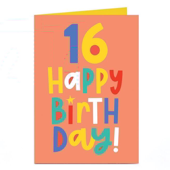16th Birthday Card - Bright Bubble Writing
