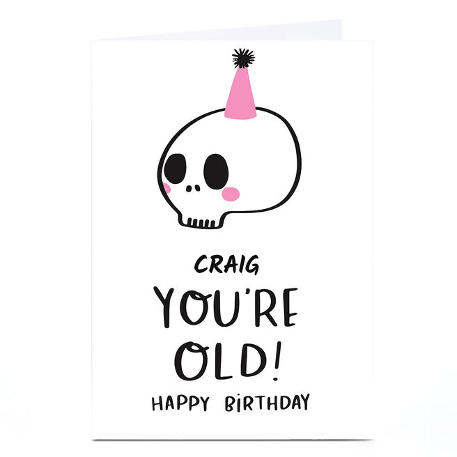 Personalised Whale & Bird Birthday Card - You're Old! 