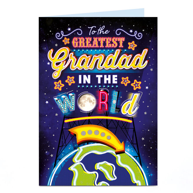 Birthday Card - Billboard Lights Greatest In The World, Grandad