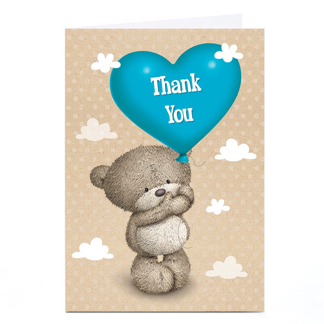 Personalised Hugs Bear Thank You Card - Heart Balloon