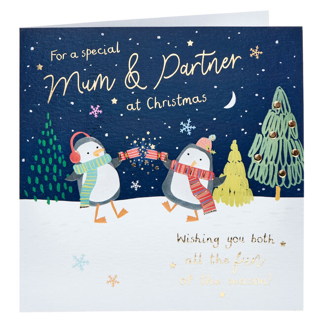 Platinum Mum & Partner Penguins Christmas Card