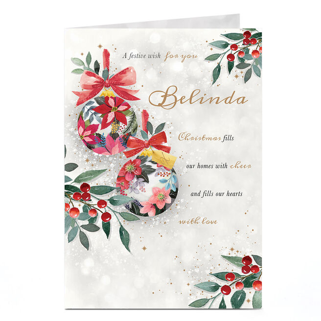Personalised Christmas Card - Baubles & Holly
