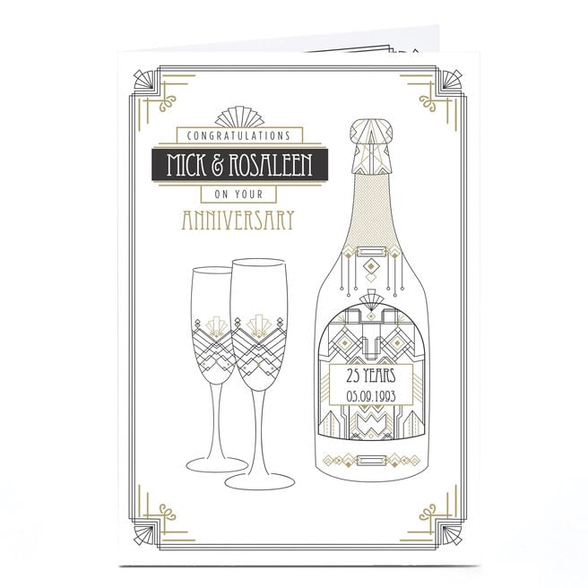 Personalised Anniversary Card - Congratulations, Champagne