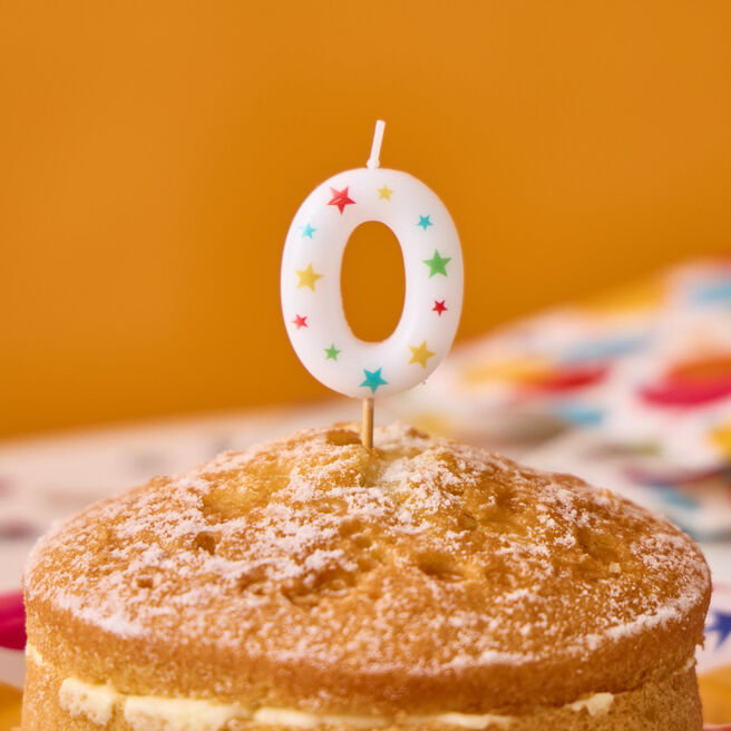 Star Print Number 0 Cake Candle