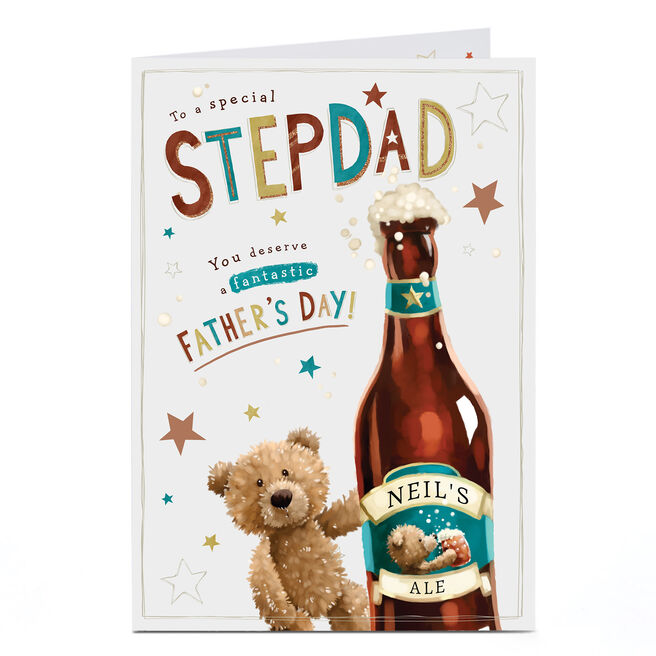 Personalised Father's Day Card - Stepdad's Beer