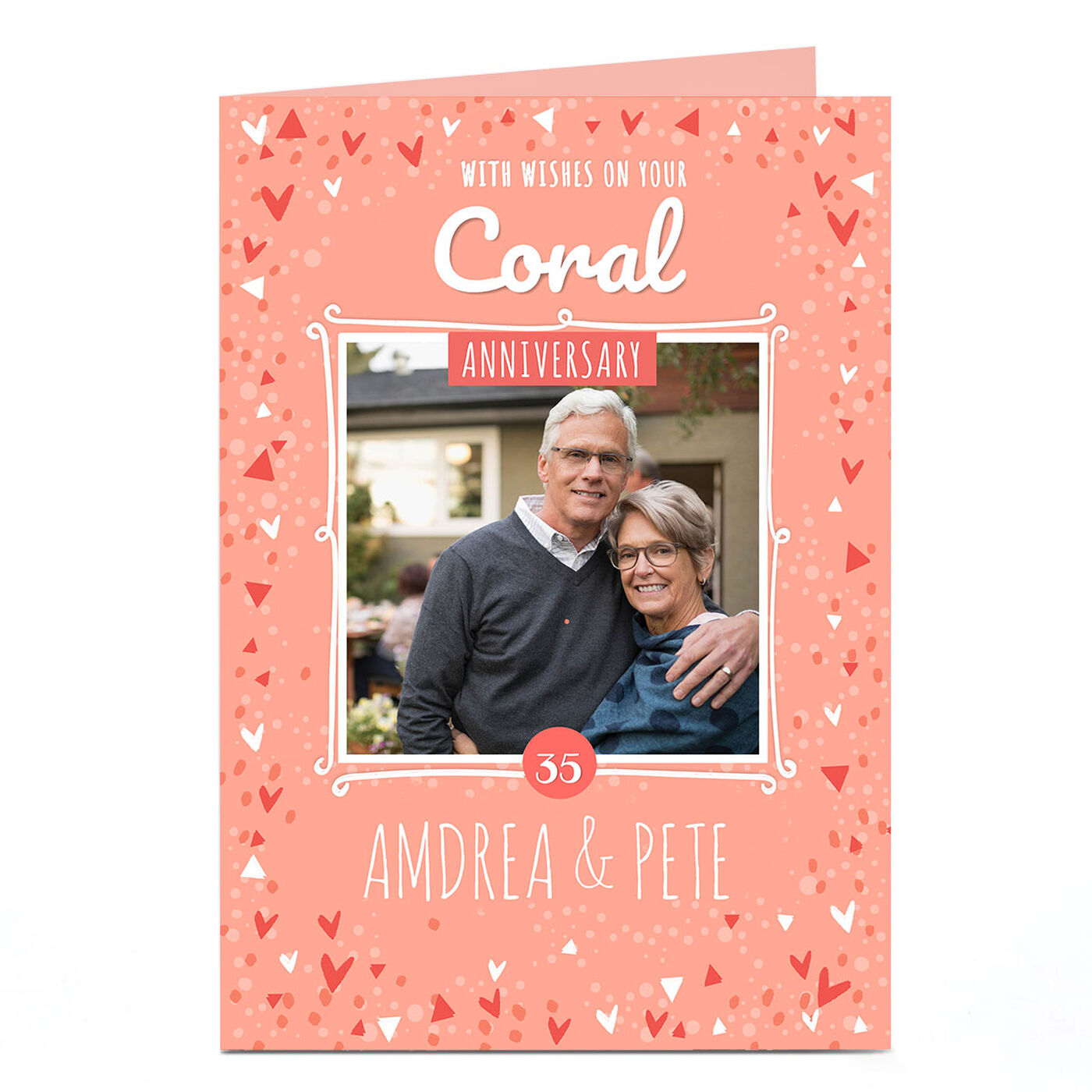 Buy Personalised Anniversary Photo Card - Coral Anniversary for GBP 2. ...