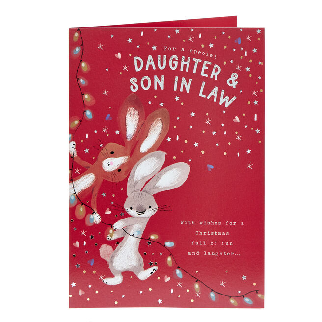 Daughter & Son in Law Bunnies Christmas Card