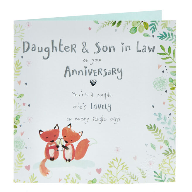 Daughter & Son In Law Foxes Wedding Anniversary Card