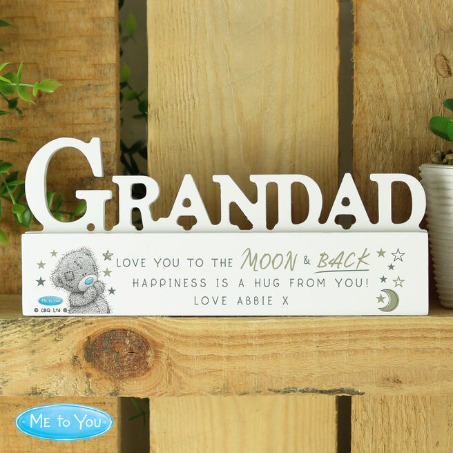 Personalised Me To You Moon & Back Wooden Grandad Ornament