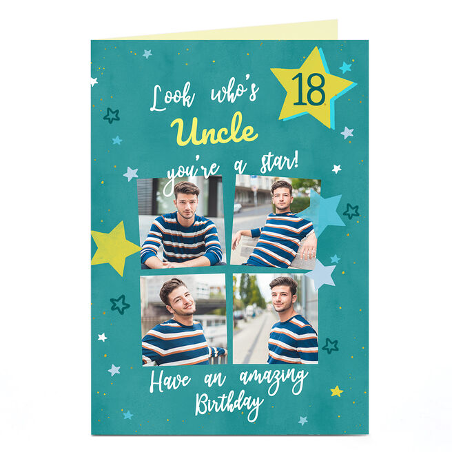 Photo Birthday Card - Any Relation, You're a Star!, Editable Age