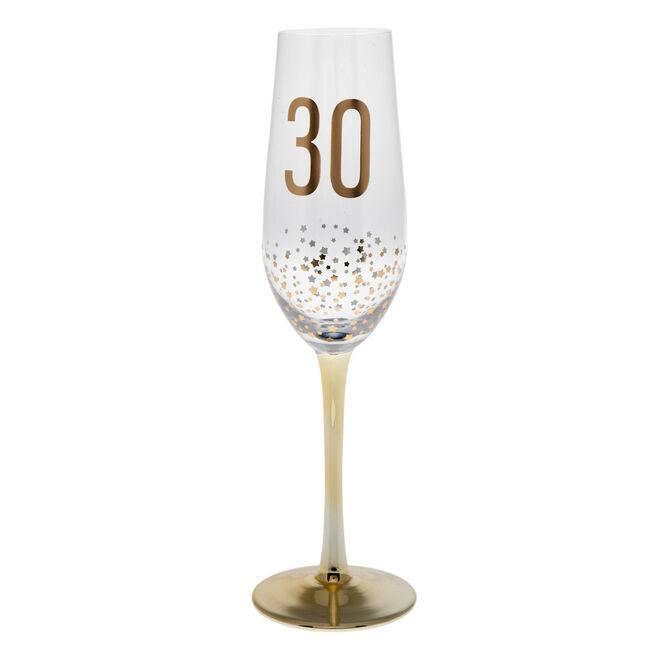 30th Birthday Gold Stars Champagne Flute