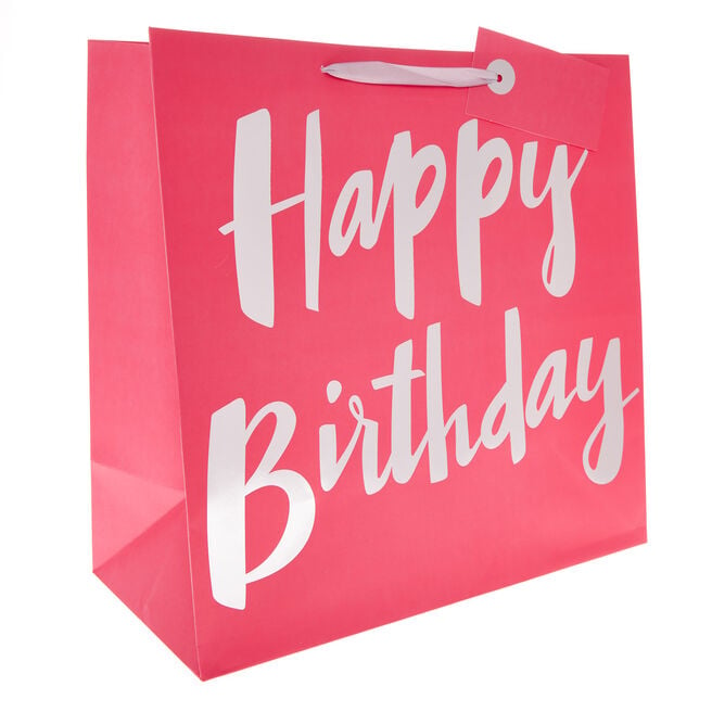 Pink Happy Birthday Giant Square Gift Bag