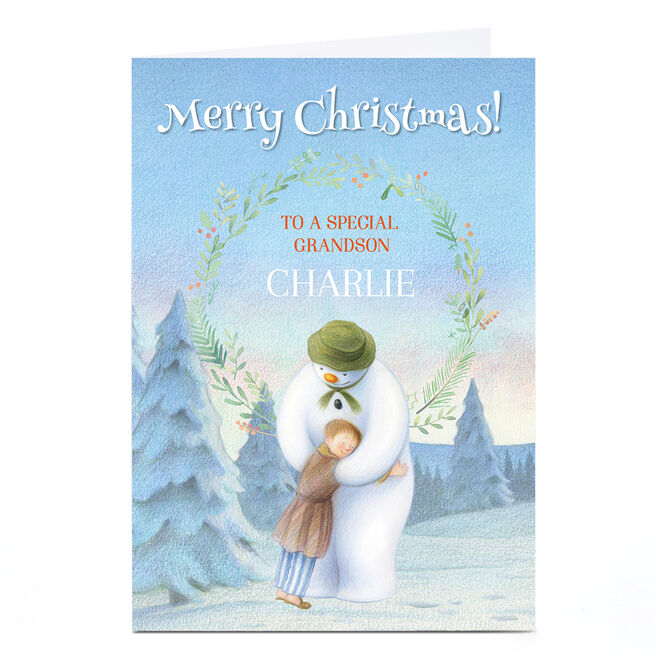 Personalised Snowman Christmas Card - Grandson
