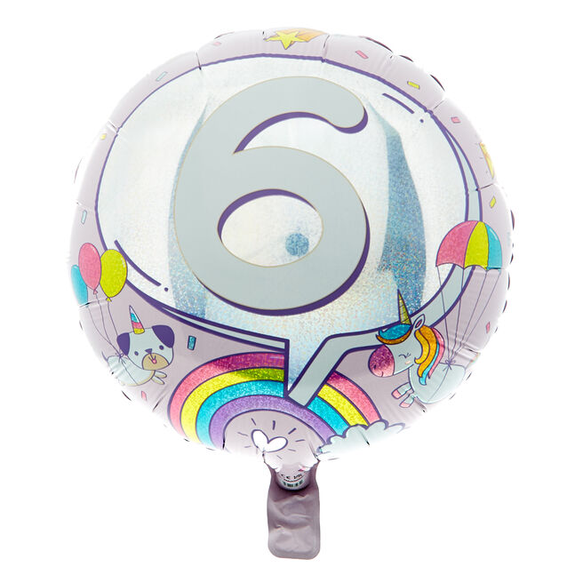 18-Inch 6th Birthday Unicorn Foil Helium Balloon