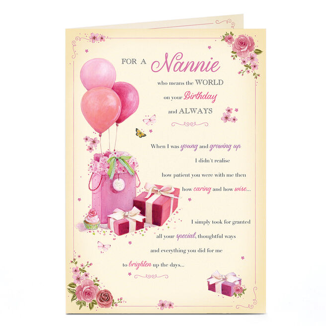 Birthday Card - On Your Birthday and Always Poem, Nannie