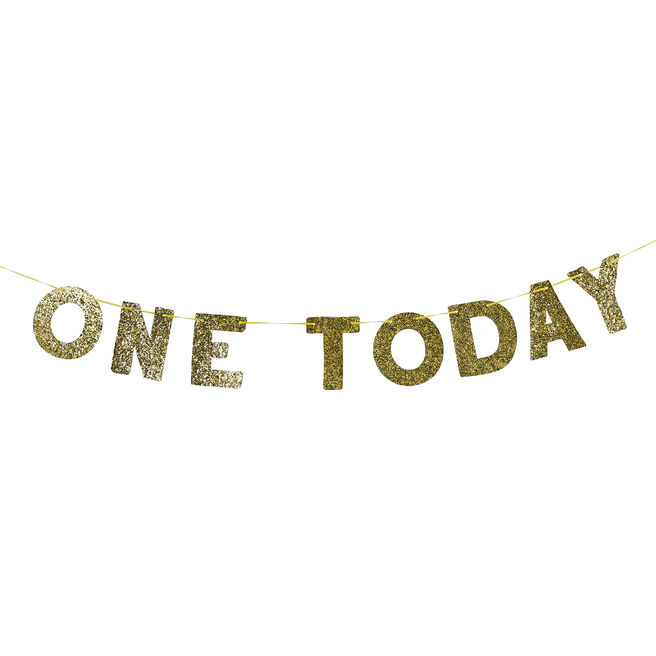 One Today Gold Glitter 1st Birthday Banner