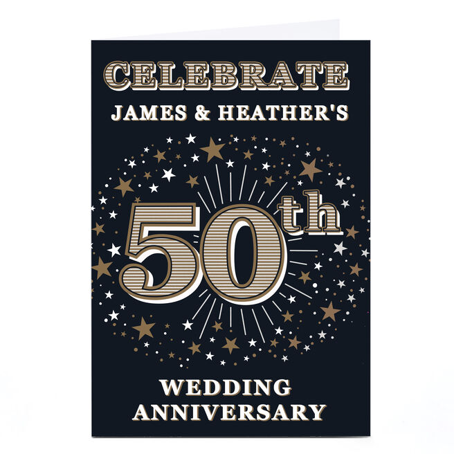 Personalised 50th Wedding Anniversary Invitation - Gold Stars