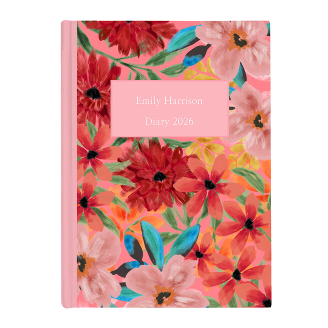 Personalised Diary - Pink and Red Floral