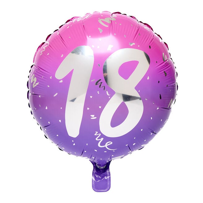 Pink Ombre 18th Birthday 18-Inch Foil Helium Balloon