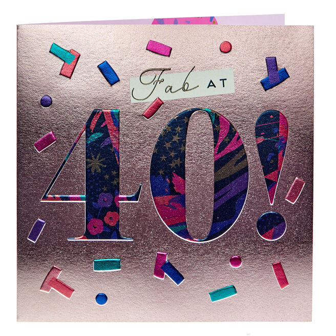 Boutique 40th Birthday Card - Fab Confetti