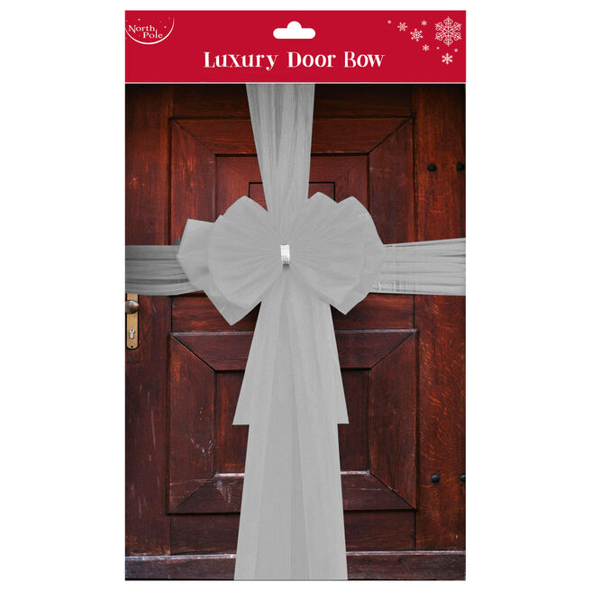 Luxury White & Silver Door Bow