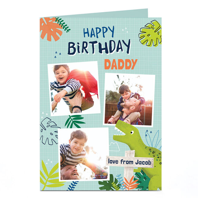 Personalised Birthday Photo Card -  Daddy Dinosaurs Happy Birthday