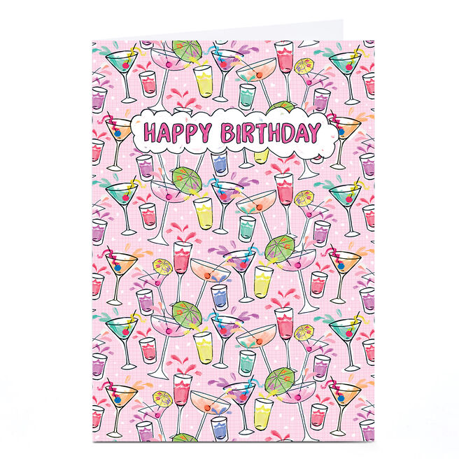 Personalised Birthday Card - Cocktail Bright Doodles