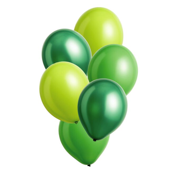 12-Inch Green Mix Latex Balloons - Pack of 6